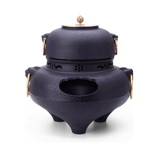 大号炭炉家用室内铁釜铁壶煮茶炉复古碳炉铸铁烤火炉鬼面风炉铁炉