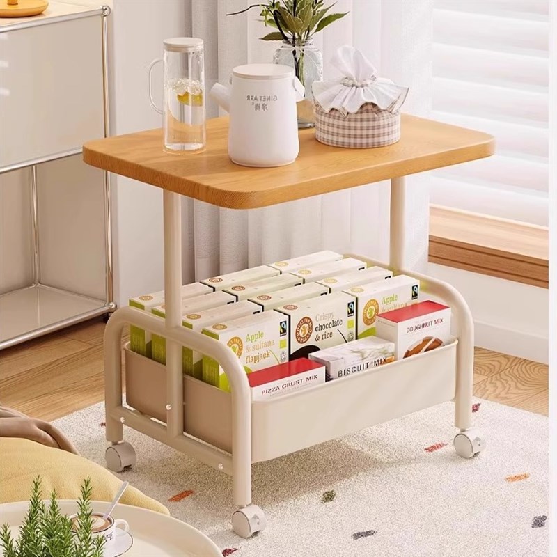 小推车双层边几客厅沙发可移动茶几收纳小桌子带轮茶桌卧室置物架