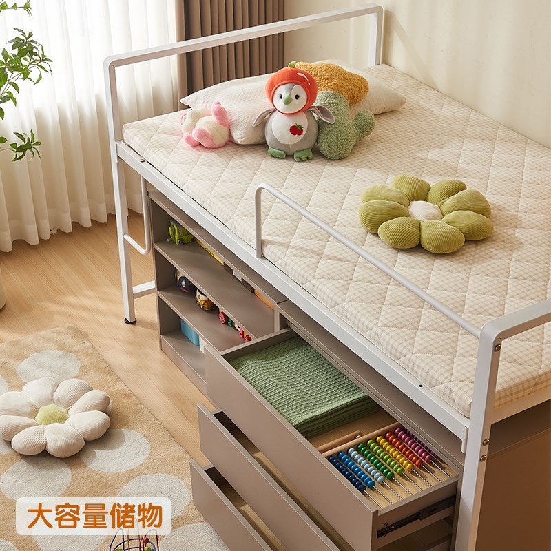 儿童半高床成人铁艺一体上床香港小户型组合男女孩储物高架床大人