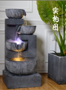 家居景观流水喷泉招财办公室客厅创意装饰室内礼品简约加湿器摆件