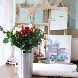 铝制养花桶醒花铝桶水植绿培插花桶酒店商场花艺花店时尚摆件