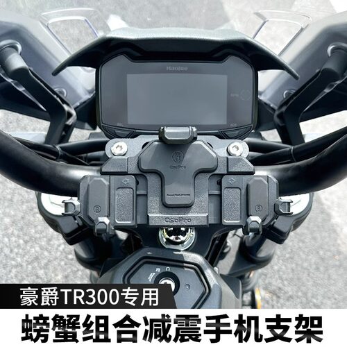 适用于豪爵TR300摩托车手机支架五匹螃蟹款导航架中置无线充防水