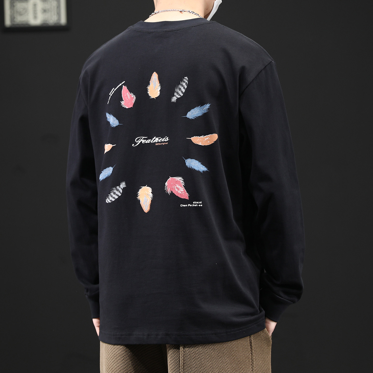 男长袖t恤春秋季新款美式高端百搭休闲上衣260g重磅纯棉打底衫男T