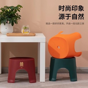 防滑女方陪嫁凳子婚庆用品大全 结婚红色喜凳加厚塑料板凳客厅换鞋