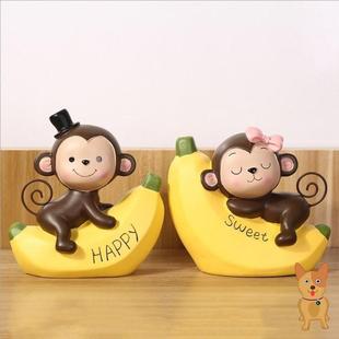 创意卡通可爱猴子摆件ins超火网红小摆件办公桌酒柜电视柜装饰品