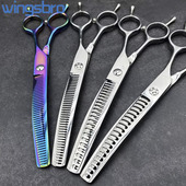 wingsbro7寸专业宠物美容剪刀无痕弯自然鱼骨剪狗狗蓬松开型打薄