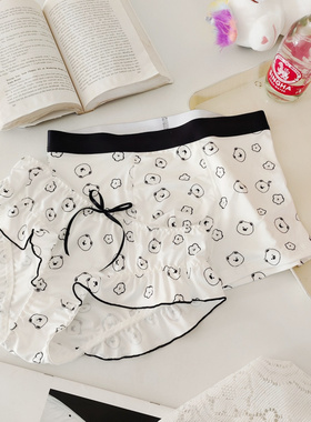 日系小熊情侣内裤可爱花朵纯欲系带可解开女生三角内裤男生四角裤