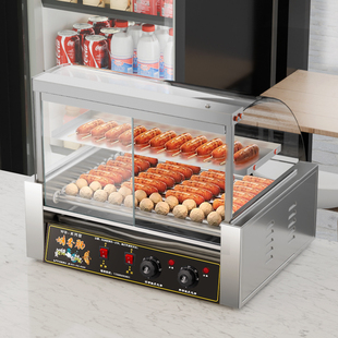 304不锈钢管烤肠机商用全自动控温热狗机台湾电烤香肠火腿肠机器