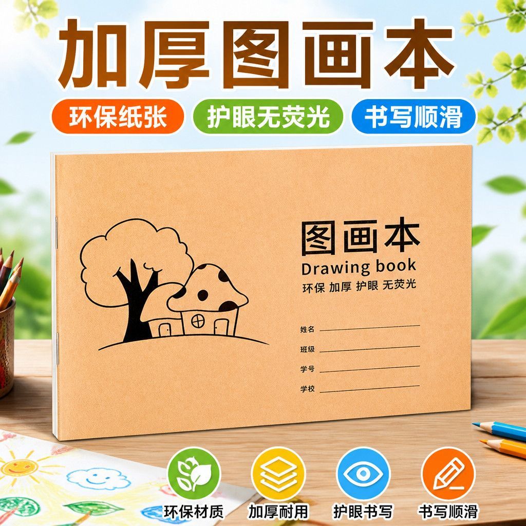 儿童图画本A4大号大班绘画本空白幼儿园涂鸦本子小学生美术画画本