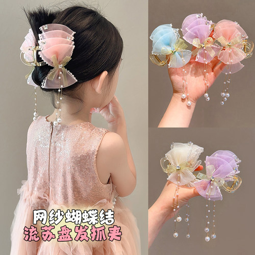 儿童抓夹女童后脑勺超仙蝴蝶结