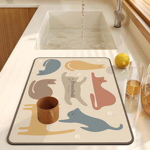 厨房台面碗筷专用沥水垫吧台杯子碗盘茶台洗手台卫生间吸水垫速干