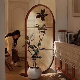 新中式禅意藤编屏风隔断客厅酒店入户正对门穿堂复古卧室座屏组合