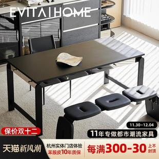 轻奢实木餐桌家用小户型方桌设计师简约长方形大板桌洽谈桌子