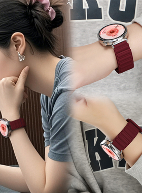 张婧仪同款适用华为gt6表带gt5手表watch5系列红色watchgt5腕表女款pro新款gt4女士gt3硅胶女运动gt磁吸秋冬
