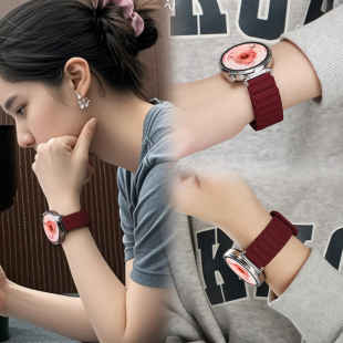 gt4女士gt3硅胶女运动gt磁吸秋冬 pro新款 张婧仪同款 适用华为gt6表带gt5手表watch5系列红色watchgt5腕表女款