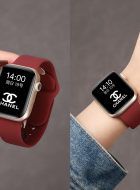 新款适用苹果手表表带s11硅胶秋冬series10气质官方同款se3舒适亲肤透气ultra3耐用百搭女生s8新年高级红色