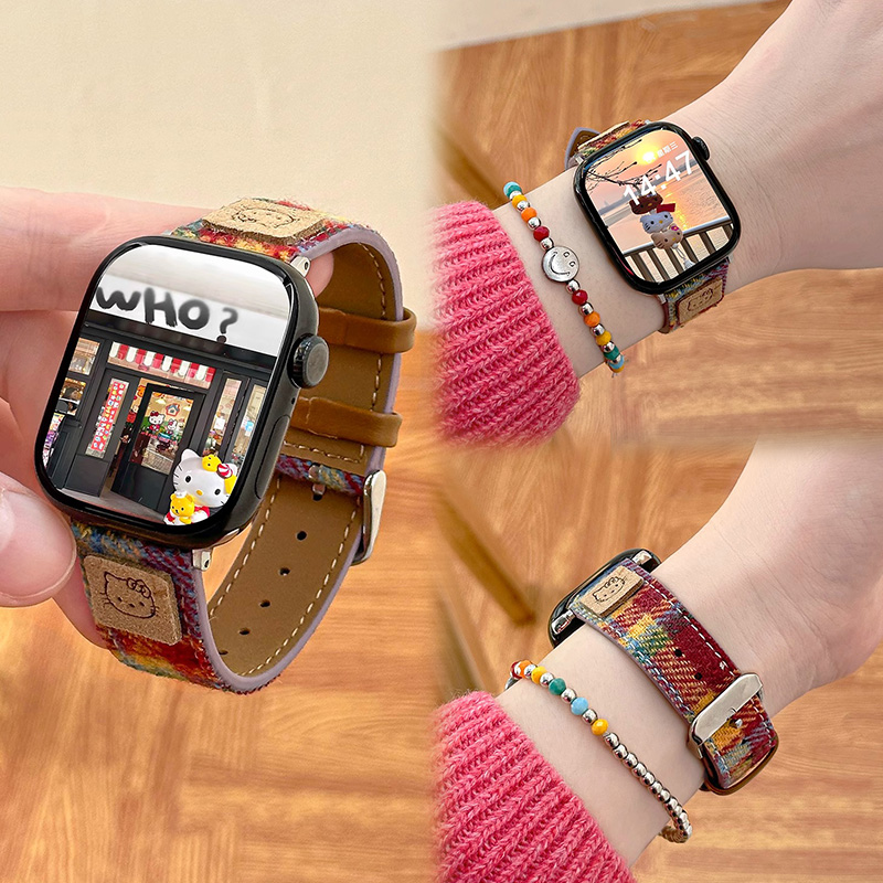 适用苹果s10/11毛呢腕带可爱新品