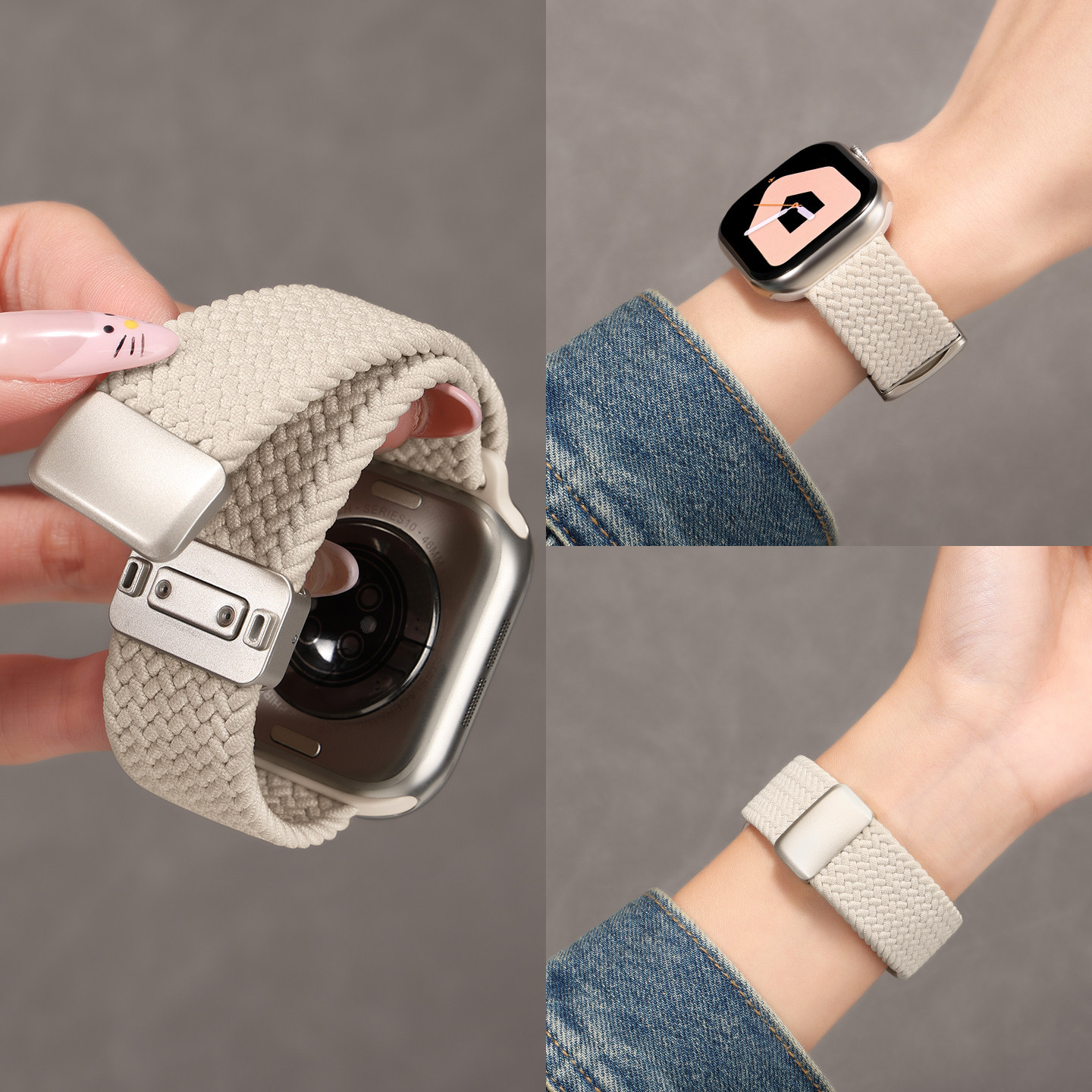 适用applewatch尼龙编织男表带夏图片