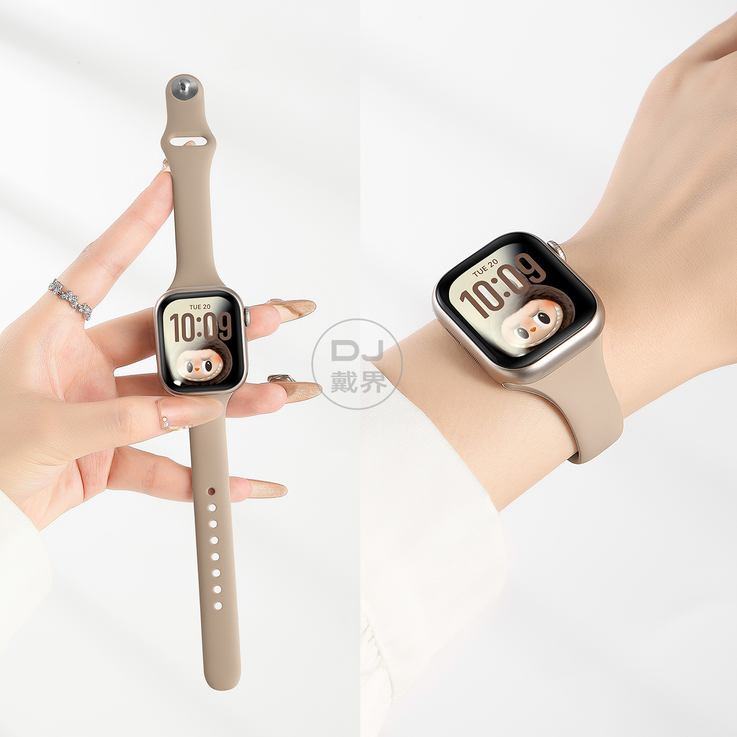 戴界适用苹果s10手表表带applewatch9液态硅胶小蛮腰iwatch10手表带运动8/7高级可爱se夏天细女新款ultra2