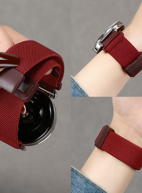 【新年限定】适用华为gt6表带红色编织gt5手表磁吸gt4智能watch5高级酒红创意gt3替换腕带弹力尼龙秋冬男女款