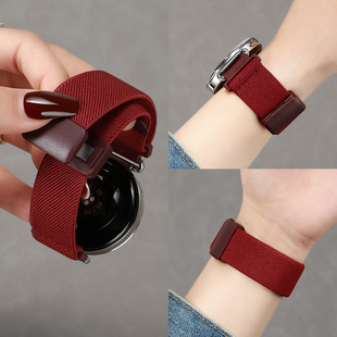 【新年限定】适用华为gt6表带红色编织gt5手表磁吸gt4智能watch5高级酒红创意gt3替换腕带弹力尼龙秋冬男女款