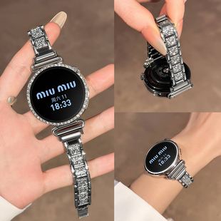 适用华为gt5新款gt6手表表带gt4爆闪高级感女生gt5pro黑天鹅满钻手链watch5网红款气质腕带huawei秋冬表链