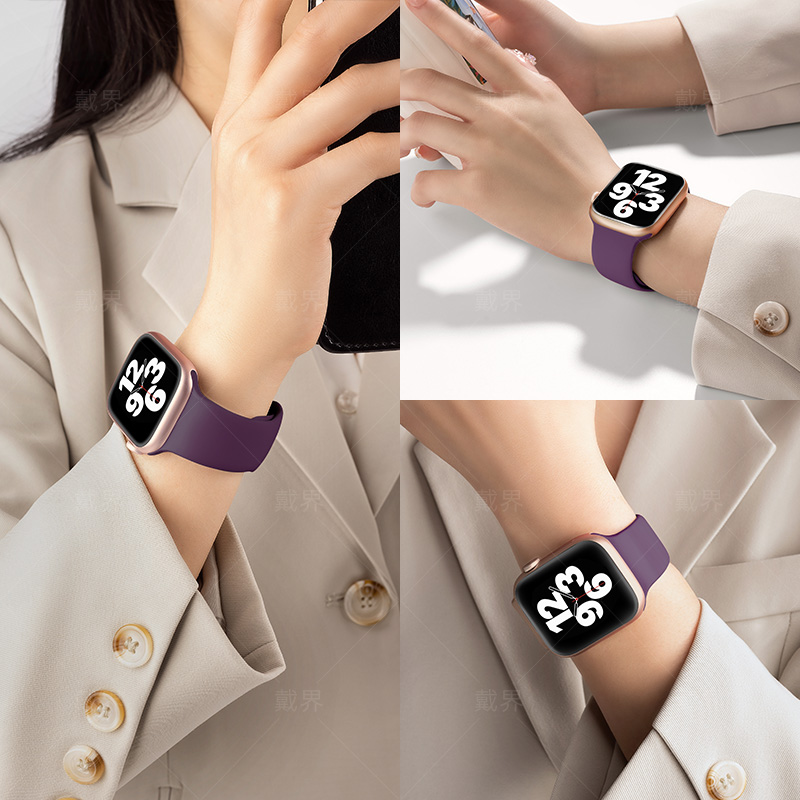 张婧仪同款适用苹果S9手表表带iwatch10系列运动s8时尚s7代液态硅胶s6防水质感s5原装替换女ultra2高级感百搭