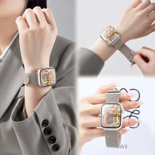 官方同款适用苹果手表表带iwatchS10秋冬新款s9米兰尼斯series10金属钢带se高级感磁吸ultra2透气腕带情侣s7