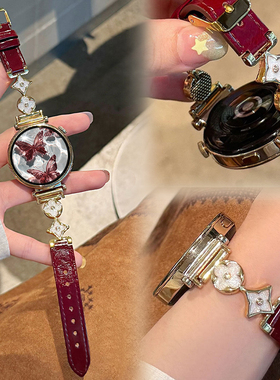 【幸运四叶草】适用华为GT6真皮表带gt5手表gt5pro金属gt4小蛮腰女款腕带gt3红色magic创意运动gt2小众表链女