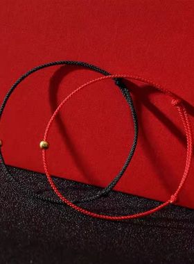 跨境电镀18k金男女士款情侣红手绳 新年红绳手链节日小礼品编织手