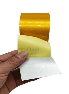 跨境PET黄色反光警示胶带宽5cm 10cm 20cm地面警戒标识标线隔离防