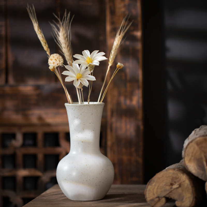 跨境景德镇粗陶复古做旧花瓶日式陶罐中式陶瓷花器客厅插花摆件装