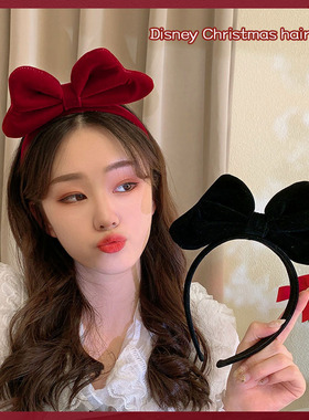 跨境红色过年蝴蝶结发箍2022年新款发卡过年丝绒发饰女头箍新年头