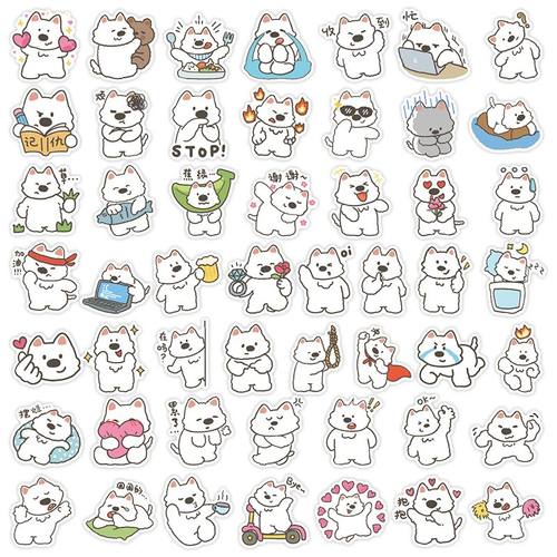【大图释官方授权】102张伊卡高地贴纸卡通趣味表情可爱小狗贴画装饰手机防水贴画手帐本行李箱自粘儿童立体