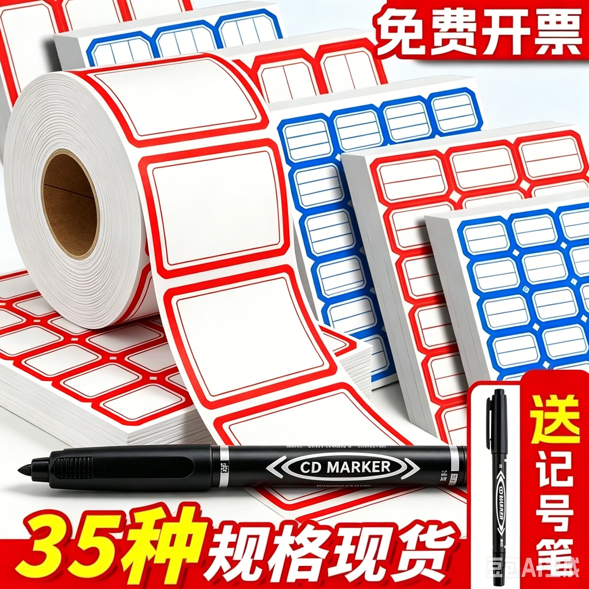 不干胶标签纸便签口取纸价格食品分类贴标签贴自粘姓名贴名字贴学校仓库办公用品家用可防水手写长方形价格贴