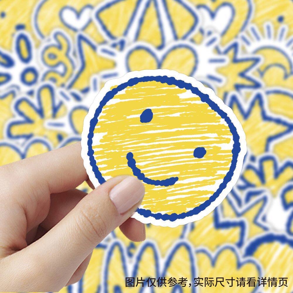 【大图释官方授权】240张鲜亮风描边涂鸦贴纸字母笑脸小花卡通可爱创意笔记本手机手账装饰贴画diy不干胶素材