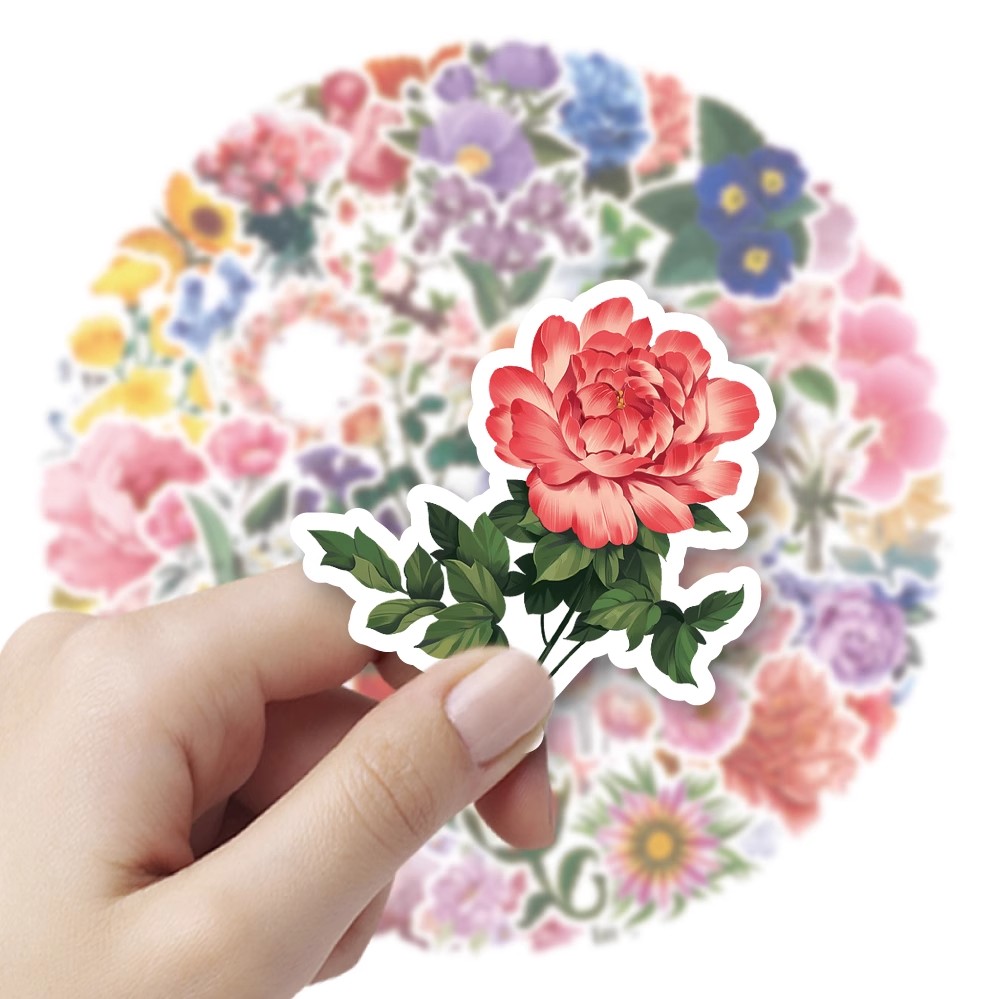 大图释复古植物花卉贴纸