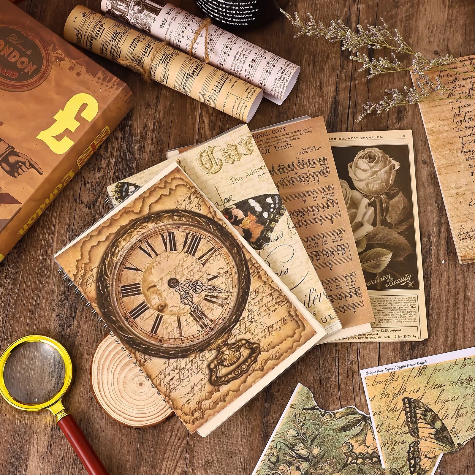 【大图释官方授权】复古手帐素材纸复古英文海报盐系手账diy原创拼贴装饰创意防水素材手帐装饰贴纸背景打底,文具电教/文化用品/商务用品,贴纸/立体贴纸,淘宝优惠券,粉丝福利购,淘宝优惠卷