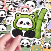 100张大熊猫贴纸可爱创意呆萌Q版 贴纸卡通创意素材装 饰手账小贴画