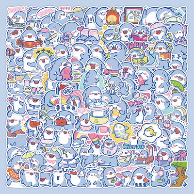 120张原创可爱逗逗鲨涂鸦贴纸手机壳学生手账素材装饰贴画可爱