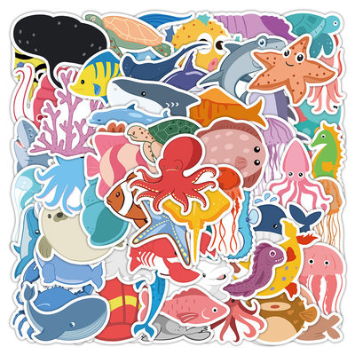 100张海洋生物防水手账贴纸