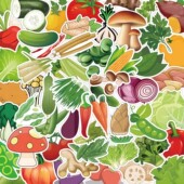 216张水果蔬菜贴纸ins食材装 饰儿童认知启蒙个性 创意涂鸦手机贴画