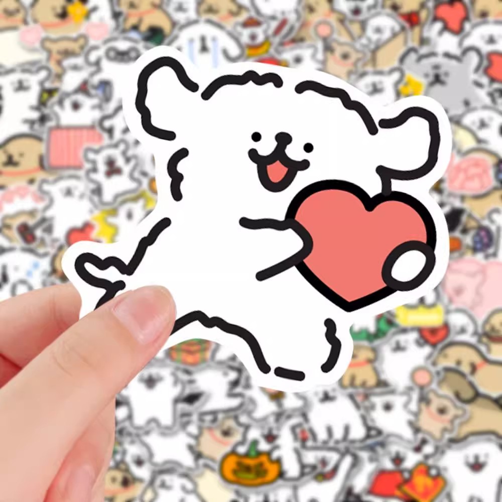 卡通可爱涂鸦线条小狗贴纸