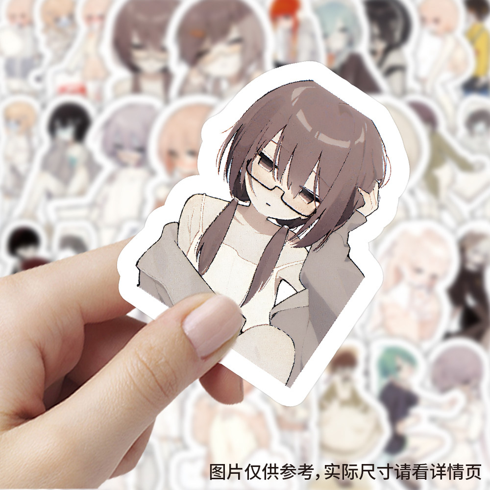 空想少女贴纸二次元卡通日系女孩漫画头像手账素材diy手机壳贴画
