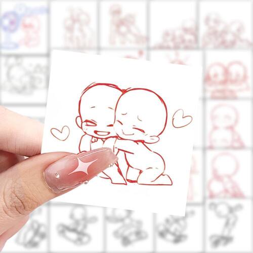118张QQ人模板简笔画防水贴纸