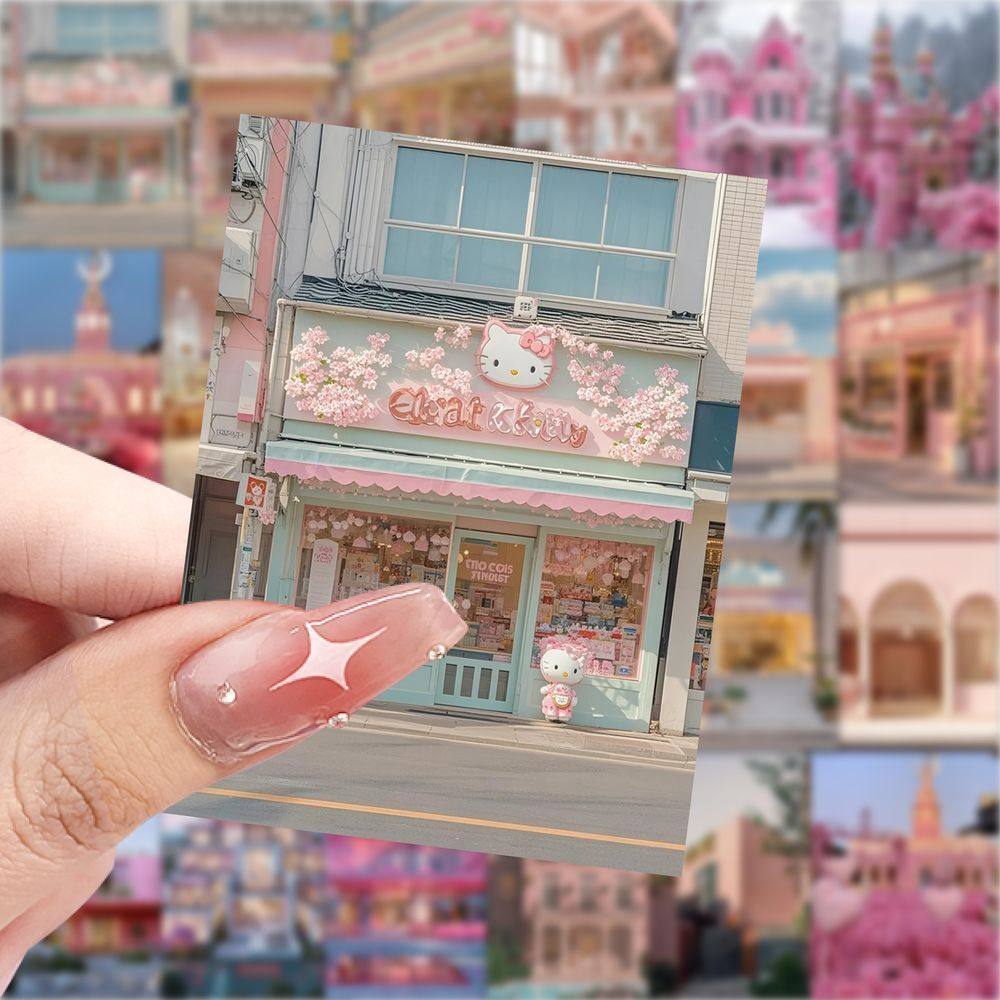 新款粉色建筑设计贴纸创意卡通网红房子梦幻花房商店diy手帐防水,文具电教/文化用品/商务用品,贴纸/立体贴纸,淘宝优惠券,粉丝福利购,淘宝优惠卷