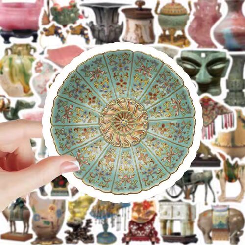 157张古代文物贴纸青铜器历史文物diy装饰手账行李箱笔记本标签贴