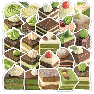 60张抹茶巧克力蛋糕贴纸可爱ins风高颜值防水创意手账行李箱装饰