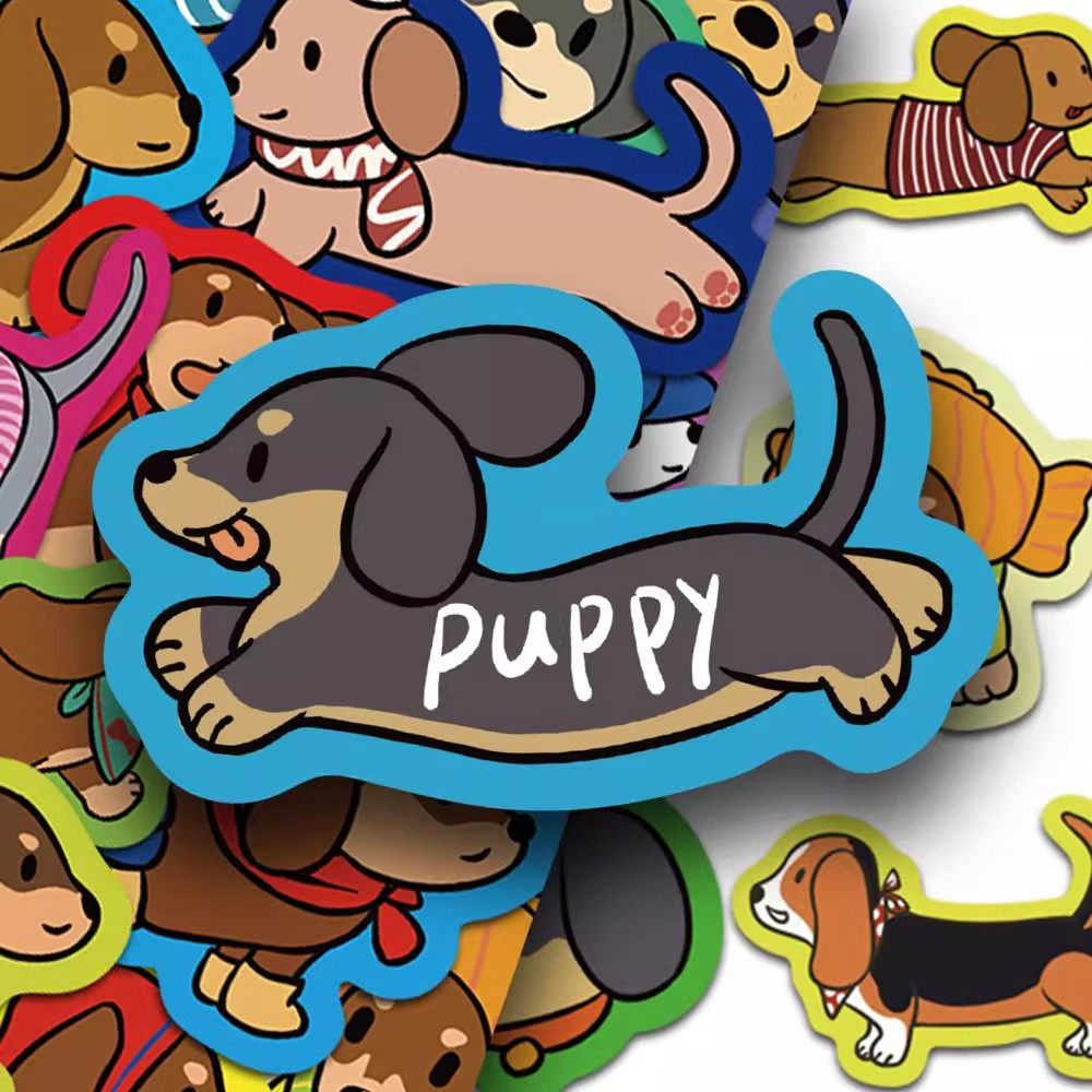 50张可爱卡通腊肠狗贴纸创意萌宠小狗装饰diy防水手账贴画手机壳,文具电教/文化用品/商务用品,贴纸/立体贴纸,淘宝优惠券,粉丝福利购,淘宝优惠卷