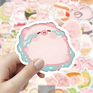 120张甜宝小猪贴纸卡通可爱趣味创意周边diy装饰电脑手账贴画防水